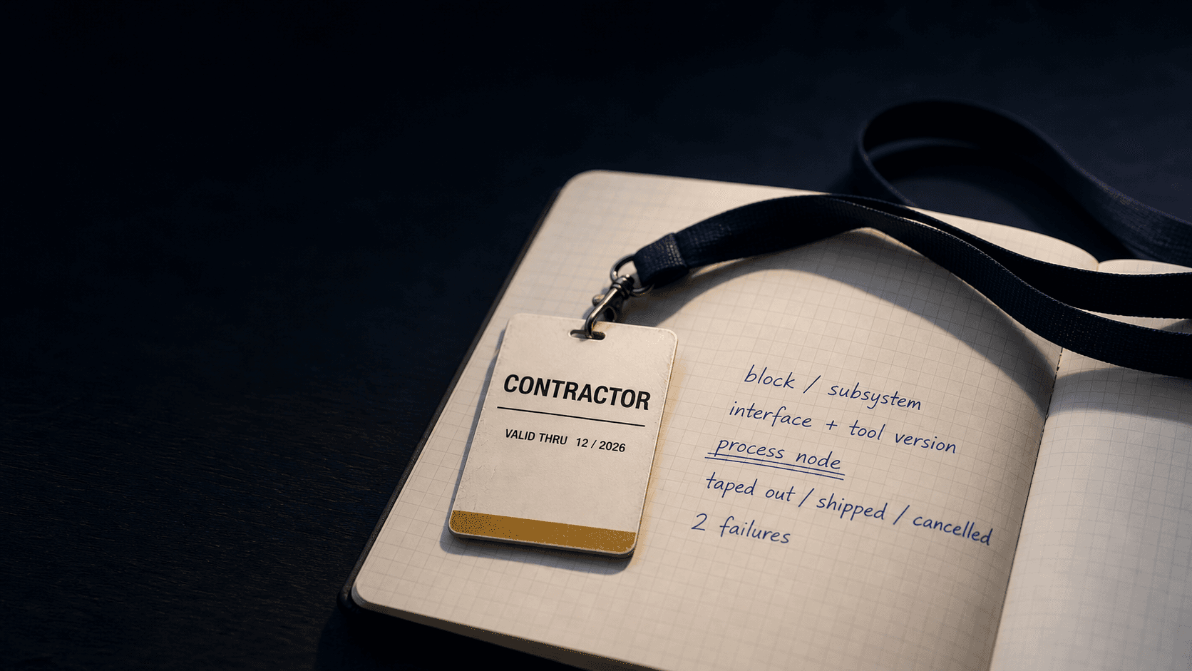Contractor badge beside engineer project notes